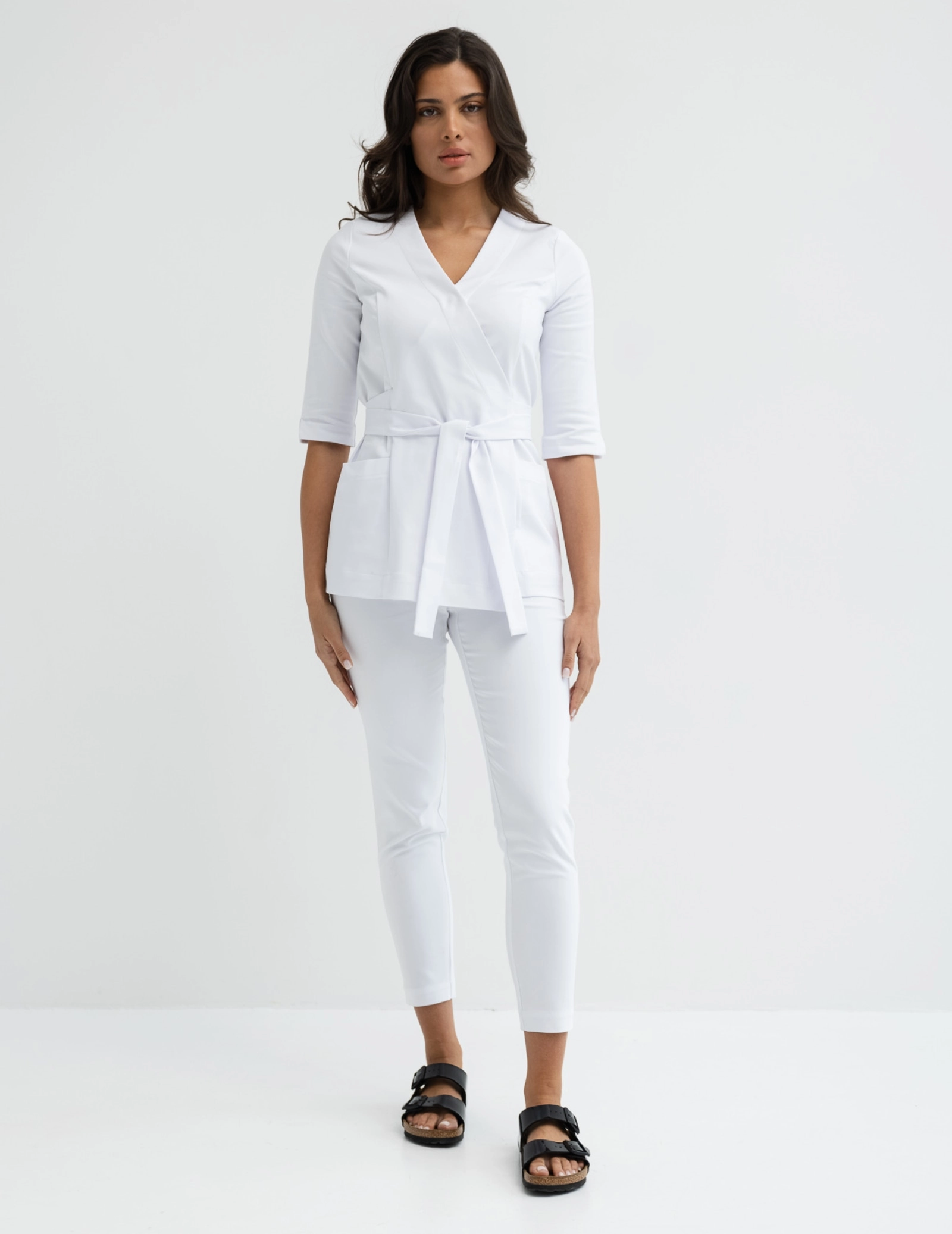 Bluza medyczna wiązana Rosalie - WHITE