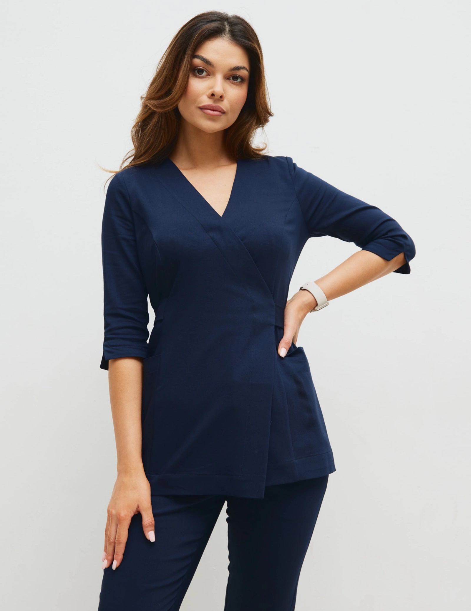 Bluza medyczna wiązana Rosalie - NAVY