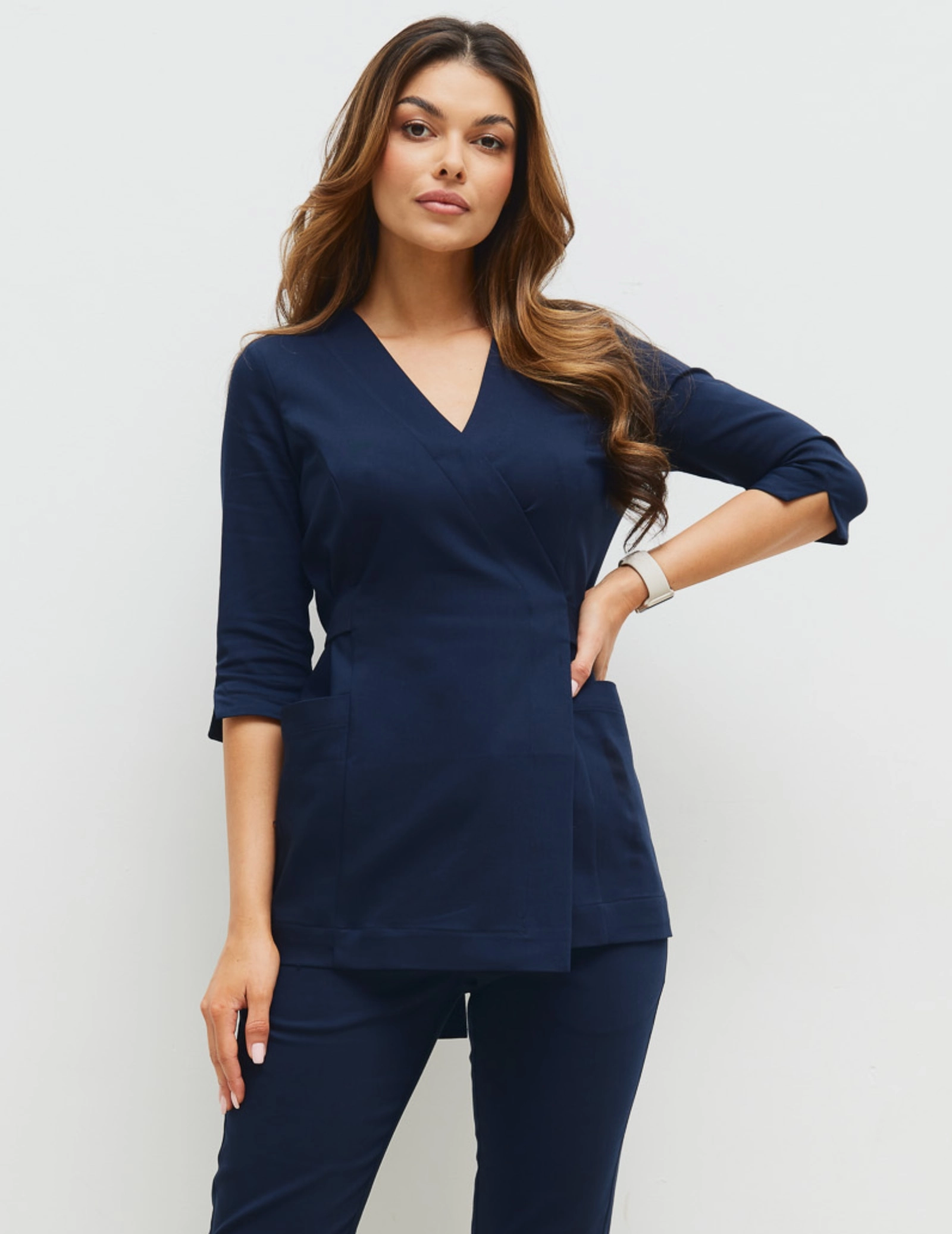 Bluza medyczna wiązana Rosalie - NAVY