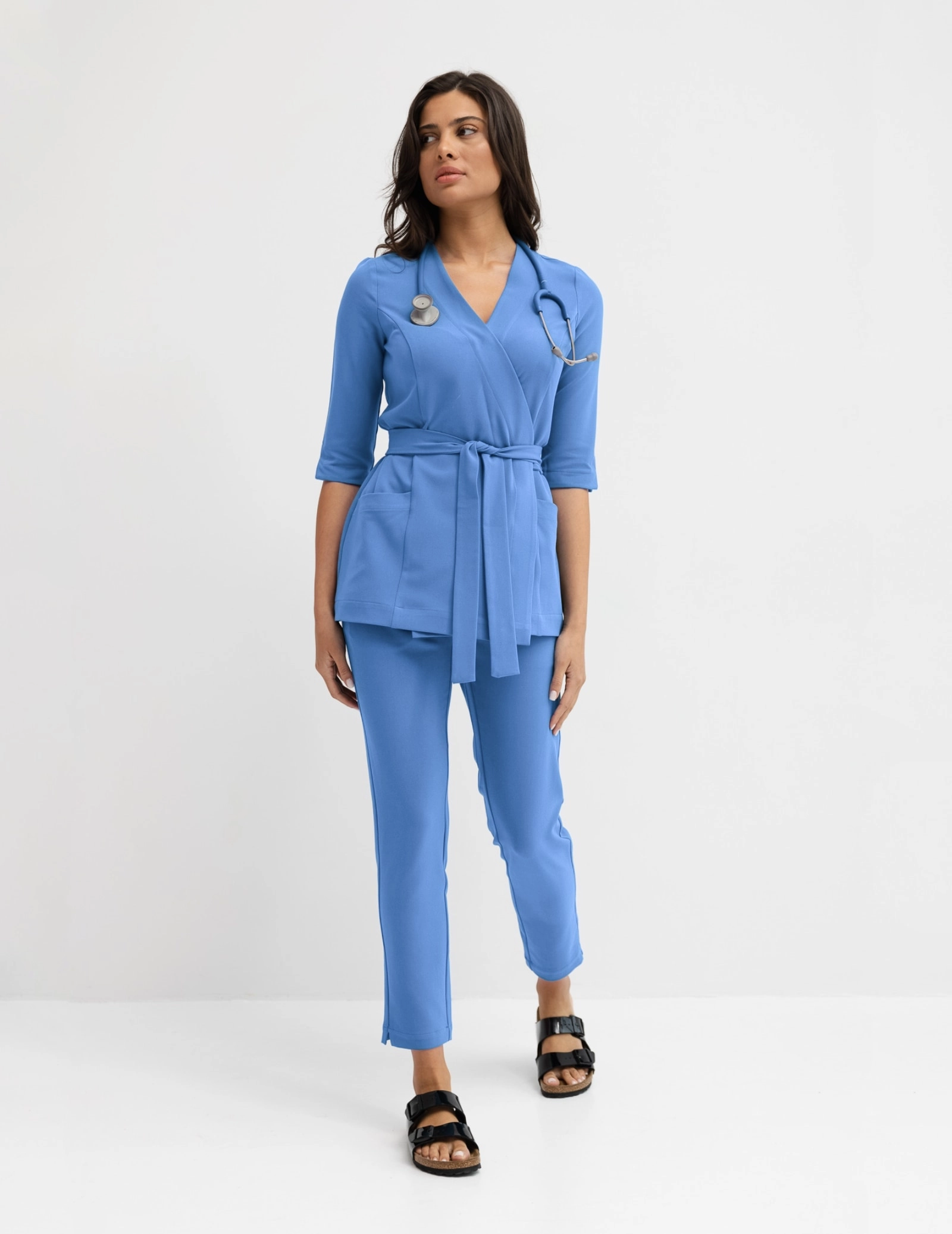 Bluza medyczna wiązana Rosalie - MARINA BLUE