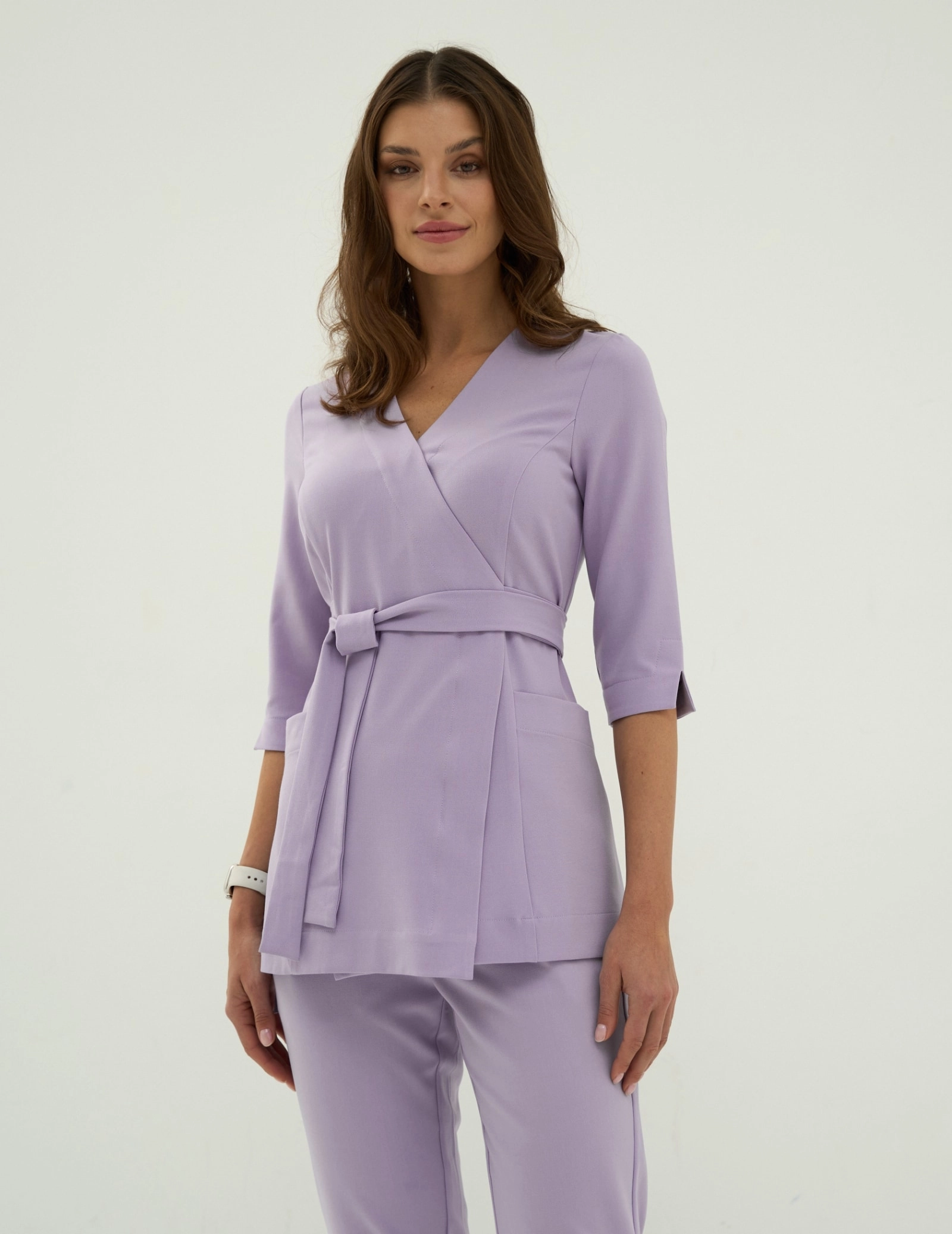 Bluza medyczna wiązana Rosalie - PURPLE HEATHER